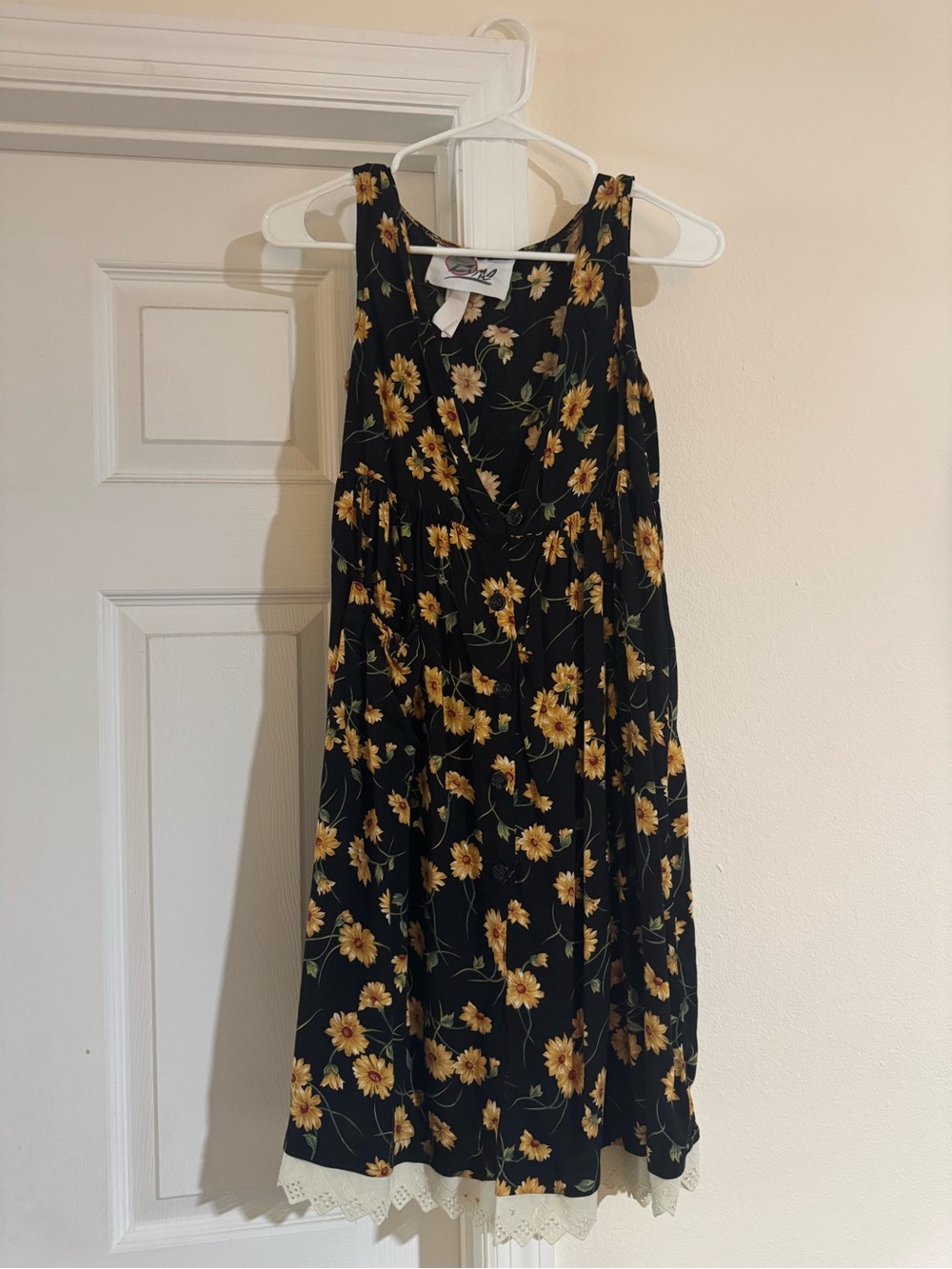 EVIE Black Floral Sunflower Dress with Yellow Blooms